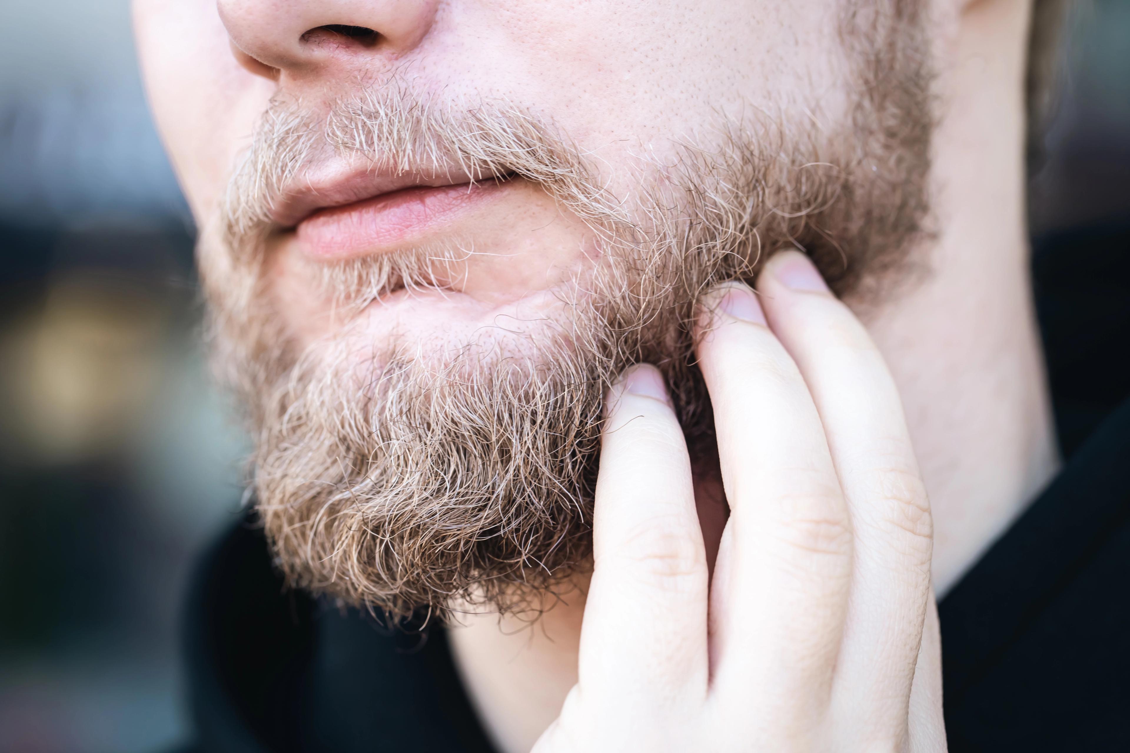 A closeup of a man’s beard, which is one of the biggest turn ons.